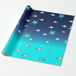 Cute Turcos Grönt Blue Starfish Presentpapper