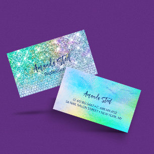 Cute Turcos unicorn faux glitter monogram Visitkort