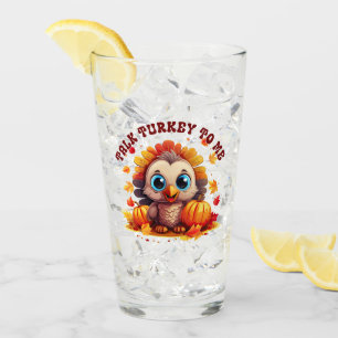 Cute Turkey and Autumn Foliage Glaskopp