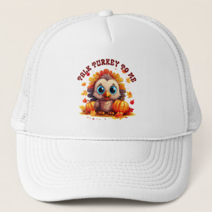 Cute Turkey and Autumn Foliage Keps
