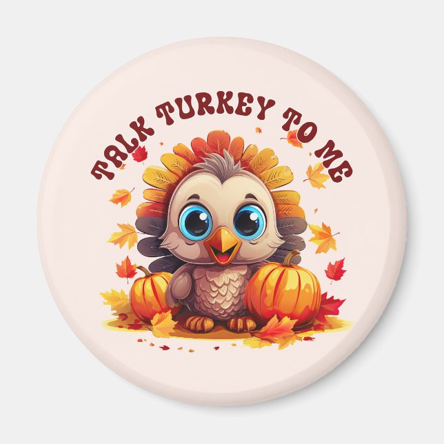 Cute Turkey and Autumn Foliage Magnet (Framsidan)