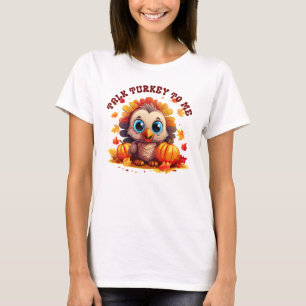 Cute Turkey and Autumn Foliage T Shirt