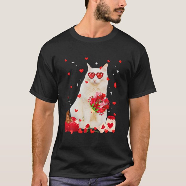 Cute Turkey Angora Cat Valentine Roligt Cat Pappa  T Shirt (Framsida)