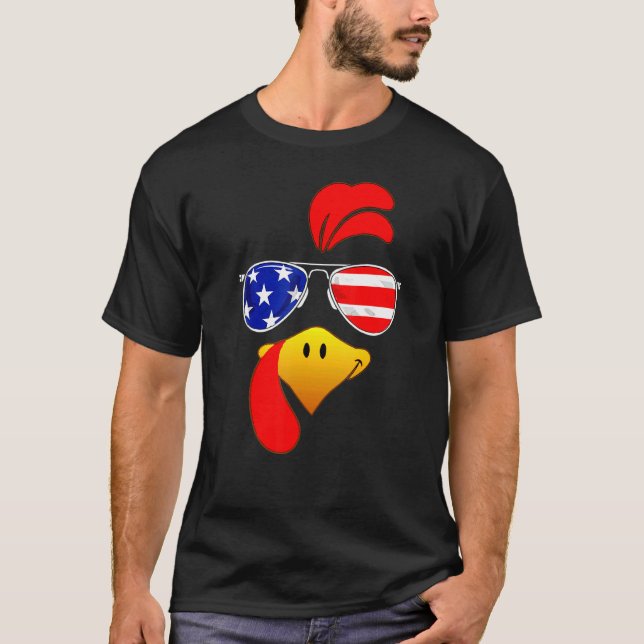 Cute Turkey Ansikte Thanksgiving American Flagga S T Shirt (Framsida)