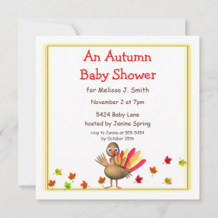 Cute Turkey Autumn Shower Inbjudningar