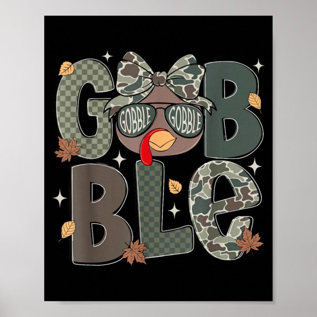 Cute Turkey Camo Happy Thanksgiving Fall Kids Boy  Poster (Framsidan)