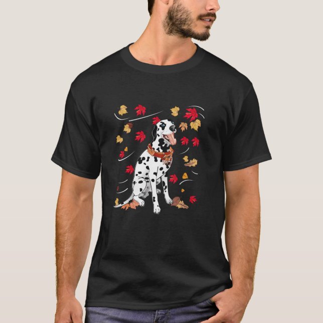 Cute turkey Dalmatien hund maple Löv Thanksgiving T Shirt (Framsida)