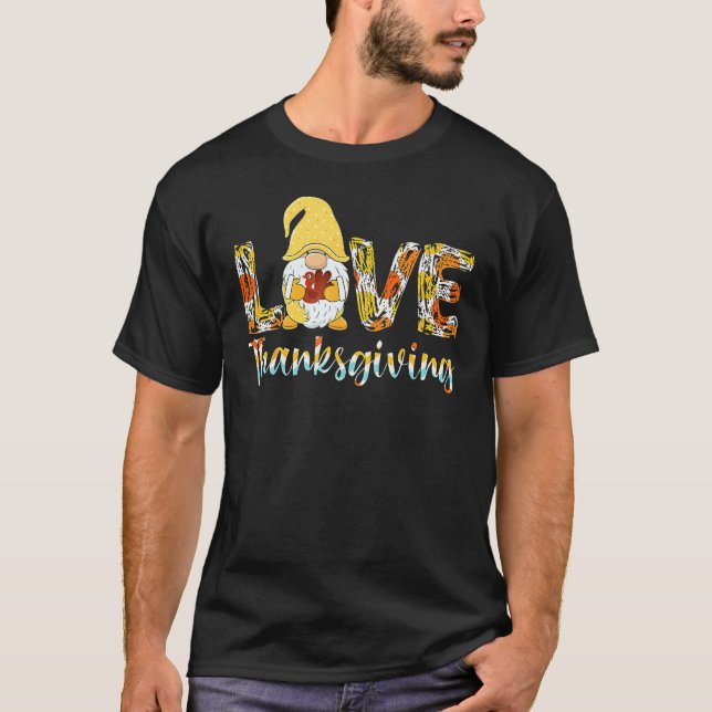 Cute Turkey Day  Gnome Love Thanksgiving for Boys  T Shirt (Framsida)