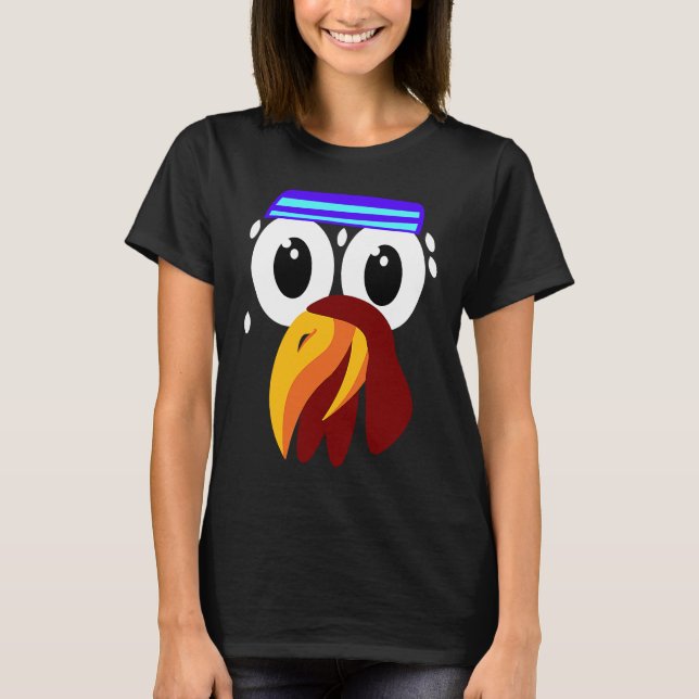 Cute Turkey Face Running  Thanksgiving  Marathon T Shirt (Framsida)