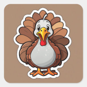 Cute turkey fyrkantigt klistermärke