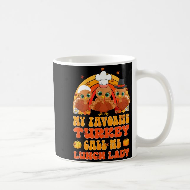 Cute Turkey Gift Funny Kitchen Staff Retro Fall De Kaffemugg (Höger)