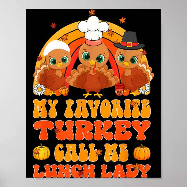 Cute Turkey Gift Funny Kitchen Staff Retro Fall De Poster (Framsidan)
