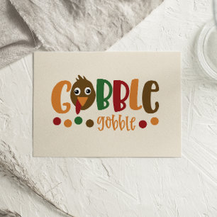 Cute Turkey Gobble Gobble Thanksgiving Card