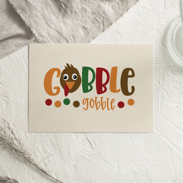 Cute Turkey Gobble Gobble Thanksgiving Card (Skapare uppladdad)