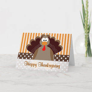 Cute Turkey Happy thanksgiving Card Helgkort