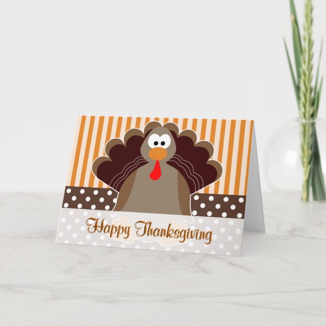 Cute Turkey Happy thanksgiving Card Helgkort (Framsida)