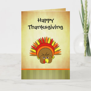 Cute Turkey Happy thanksgiving-hälsningskort Helgkort
