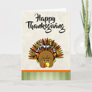 Cute Turkey Happy thanksgiving-hälsningskort Helgkort