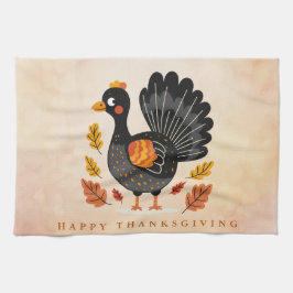 Cute Turkey Happy thanksgiving Kitchen Towel Kökshandduk