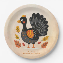 Cute Turkey Happy thanksgiving Papper Plate