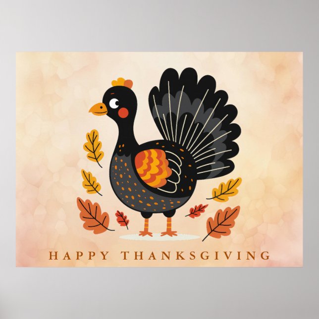 Cute Turkey Happy thanksgiving Poster (Framsidan)