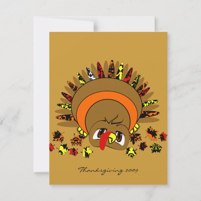 Cute Turkey Inbjudningar (Baksida)