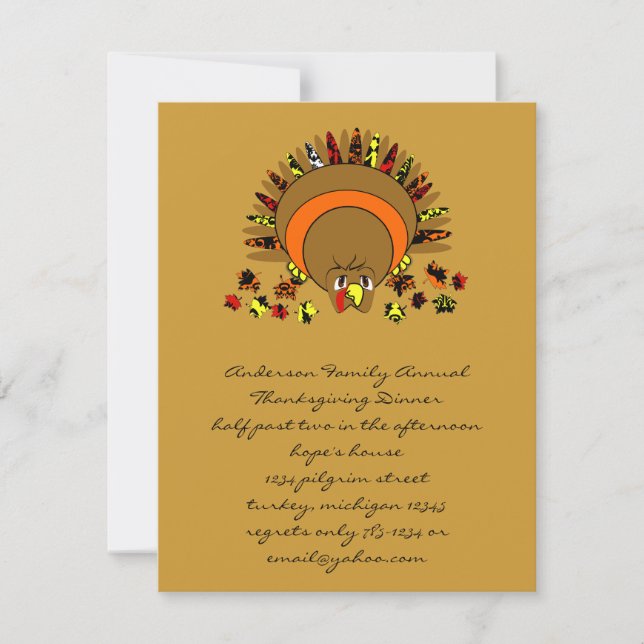 Cute Turkey Inbjudningar (Framsida)