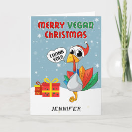 Cute Turkey Merry Vegan-jul Kort
