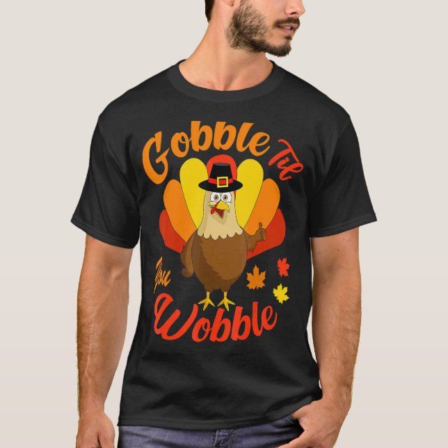 Cute Turkey Outfit Gobble Til Til You Wobble Kids  T Shirt (Framsida)