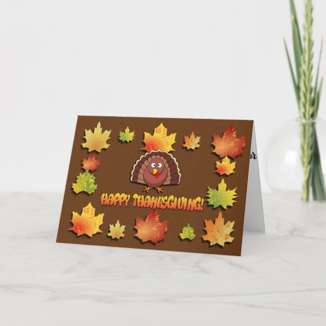Cute Turkey på Thanksgiving Kort (Framsida)