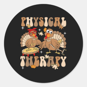 Cute Turkey PhysiTherapy Pt Pta Fall Hösten Th Runt Klistermärke