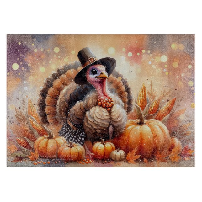 Cute Turkey Pilgrim Hat Pumpkins Maj Thanksgiving (Framsidan)