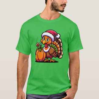 Cute Turkey Posing with Pumpkin Autumn Harvest Ani T Shirt