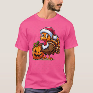 Cute Turkey Posing with Pumpkin Autumn Harvest Ani T Shirt