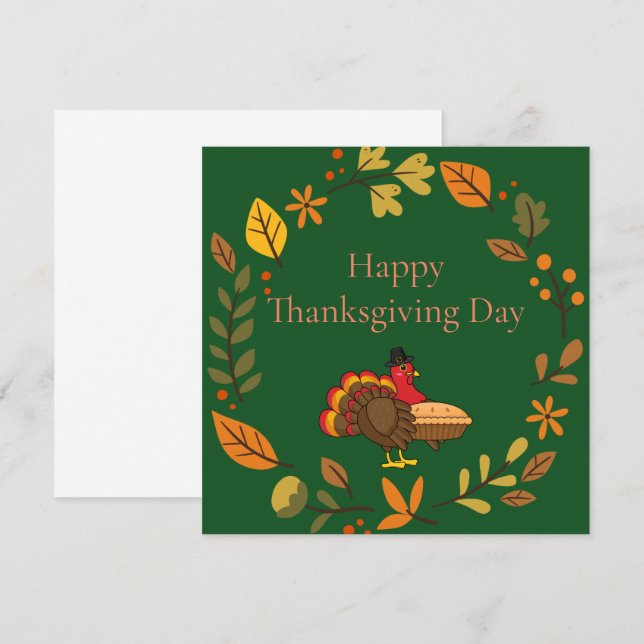 Cute Turkey Pumpkin Paj Thanksgiving | Anpassa Kort (Fram/baksida)