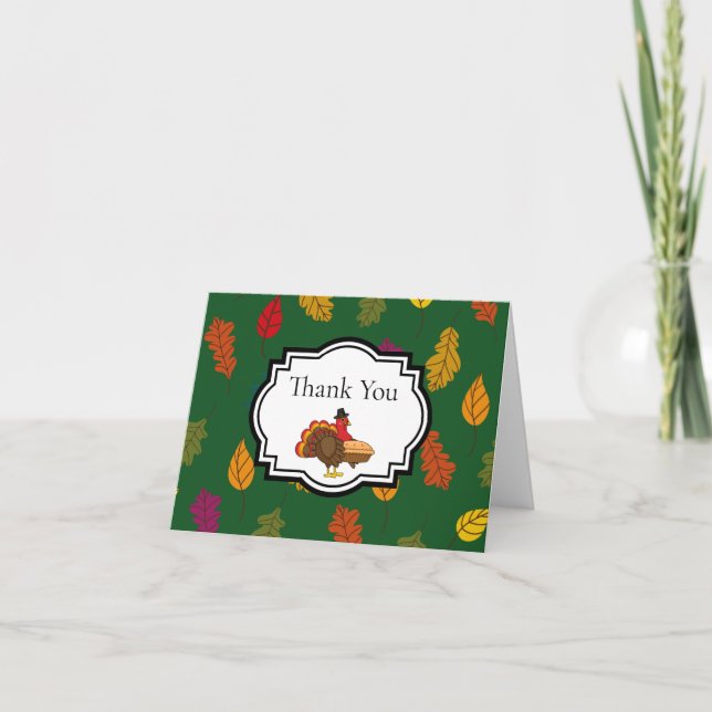 Cute Turkey Pumpkin Paj Thanksgiving | Anpassa Tack Kort (Framsida)