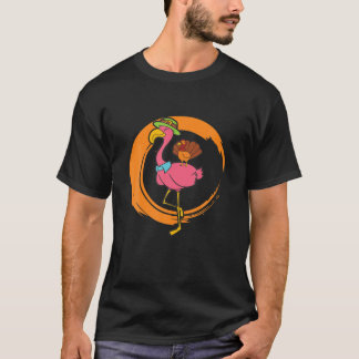 Cute Turkey Riding A Flamingo Thanksgiving T Shirt
