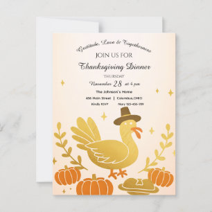 Cute Turkey Roligt Family Thanksgiving Vykort
