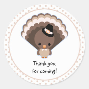 Cute Turkey Tack Runt Klistermärke