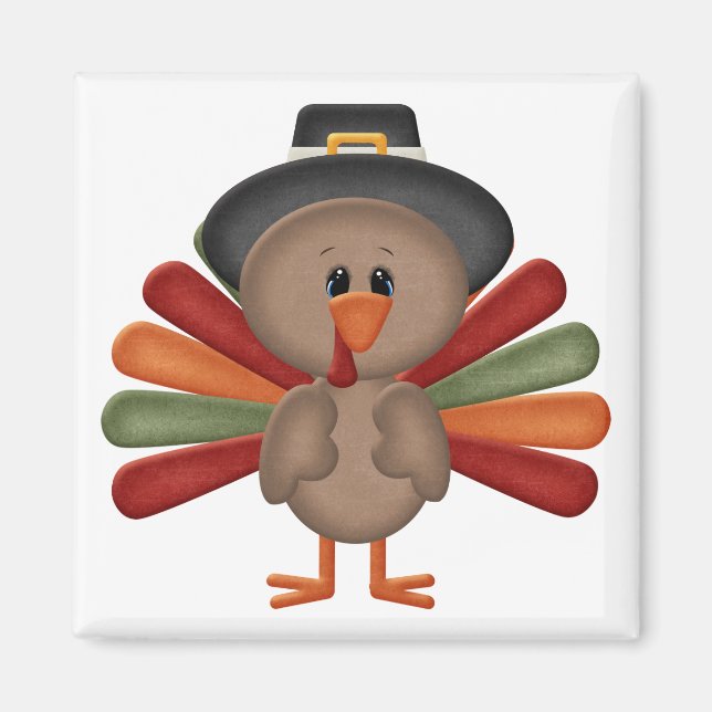Cute Turkey Thanksgiving (anpassade) Magnet (Framsidan)