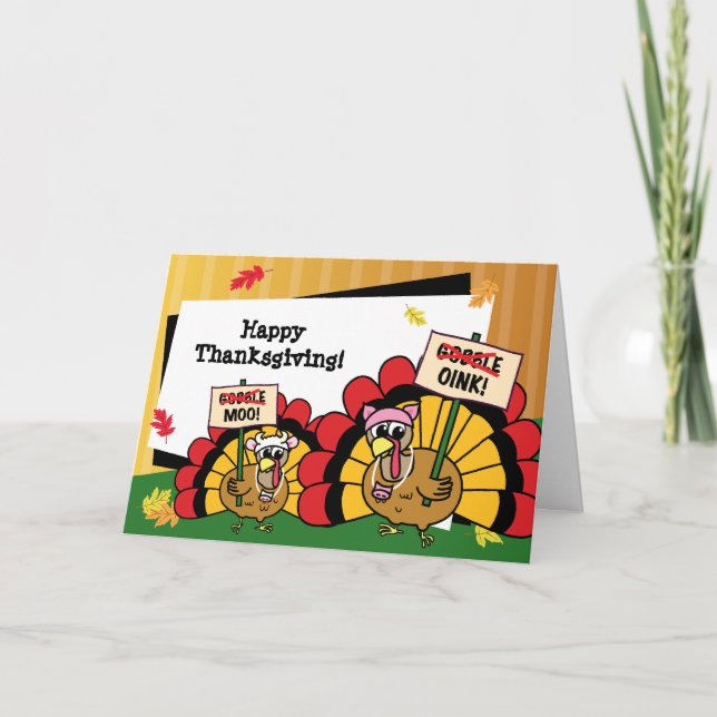 Cute Turkey Thanksgiving Card Helgkort (Framsida)