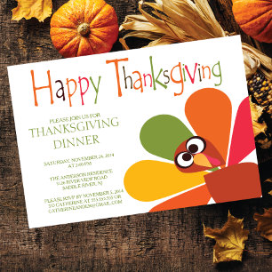 Cute Turkey Thanksgiving Dinner Party bjudan Inbjudningar