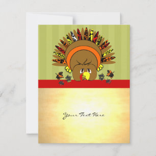 Cute Turkey Thanksgiving Flyer Julkort