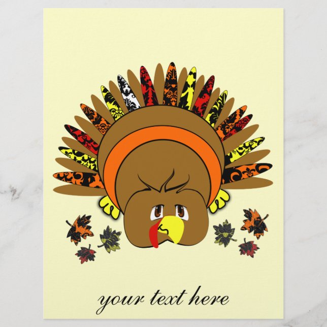 Cute Turkey Thanksgiving Flyer Välj bakgrund (Framsidan)