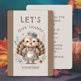 Cute Turkey Thanksgiving Helgdag Middagsinbjudan Inbjudningar