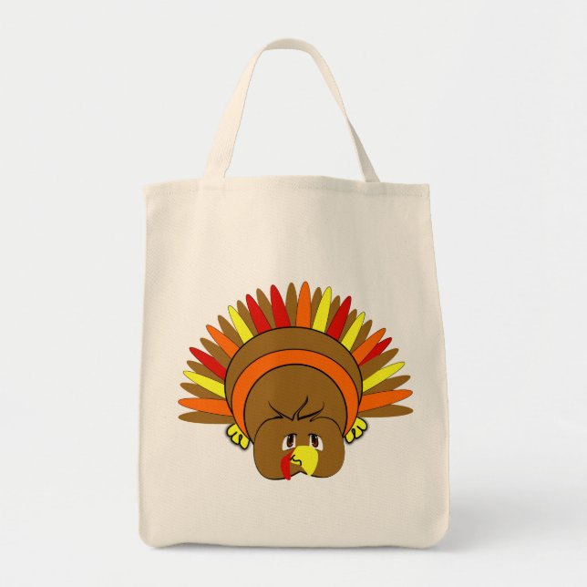 Cute TURKEY Thanksgiving Organic Shopping bag Tygkasse (Framsidan)