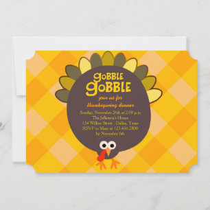 Cute Turkey Thanksgiving Party-inbjudan Inbjudningar