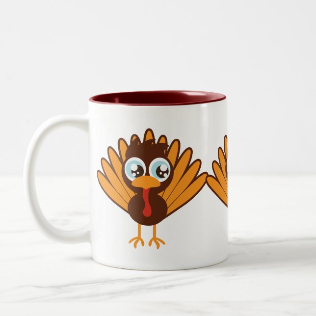 Cute Turkey Två-Tonad Mugg (Vänster)