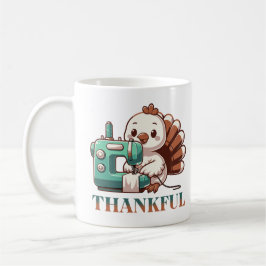 Cute Turkey Using Sewing Maskin Thankous Kaffemugg