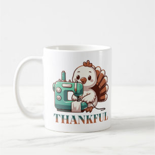 Cute Turkey Using Sewing Maskin Thankous Kaffemugg